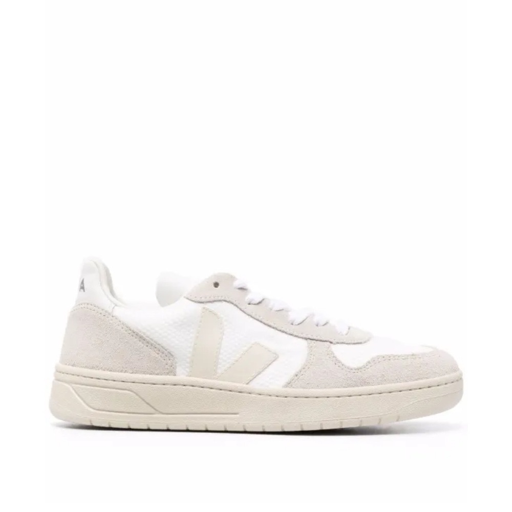 Veja V-10 Mixed Leather Low-Top Court Sneakers Size 7